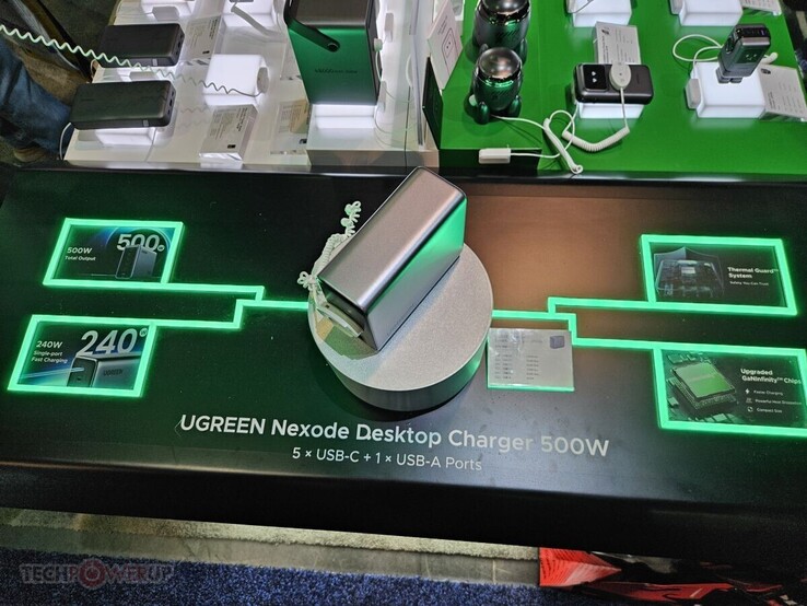 The 500-watt Nexode charger can output 240 watts from a single USB-C port. (Image source: TechPowerUp)