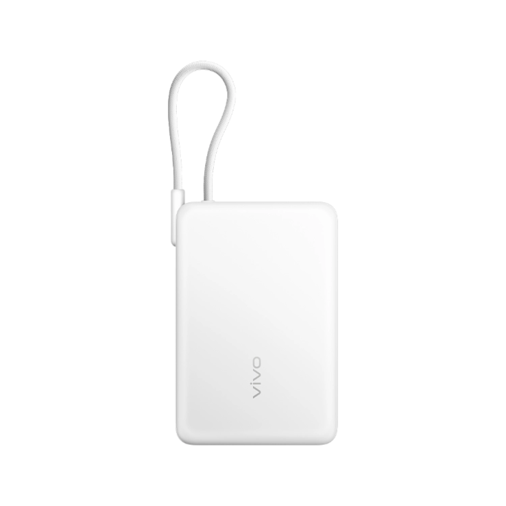 O Power Bank de 33W da vivo com cabo embutido de 10000mAh (branco). (Fonte da imagem: vivo)