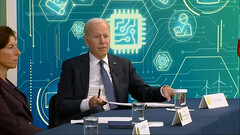 A ordem executiva criptográfica de Biden enviou brevemente o Bitcoin soaring (imagem: AP/YouTube)