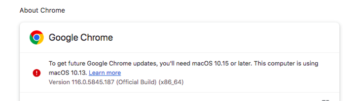 O Chrome 116 (na foto) é a versão mais recente do Chrome disponível para o macOS 10.13 e, embora funcione razoavelmente bem por enquanto, não há como dizer quanto tempo isso vai durar. (Fonte da imagem: Captura de tela - Notebookcheck)