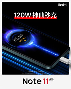 120 W de carregamento com fio é uma das características que se referem à série Redmi Note 11. (Fonte da imagem: Xiaomi - editado)