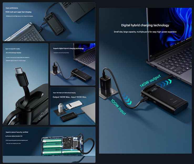 Principais destaques do power bank (Fonte da imagem: Lenovo - tradução automática)