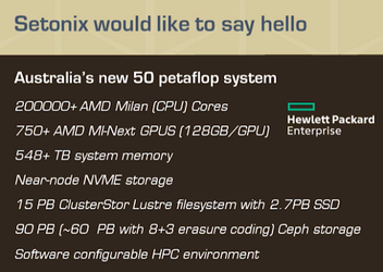 Especificações do sistema Setonix (Fonte de imagem: HPCWire)