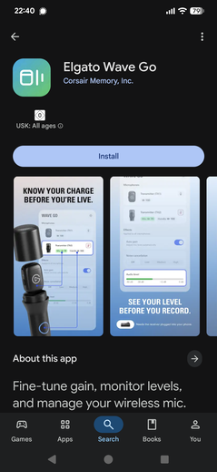 A aplicação Wave Go na Play Store