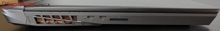 Esquerda: 2x USB-C com TB5 e PD, leitor SD
