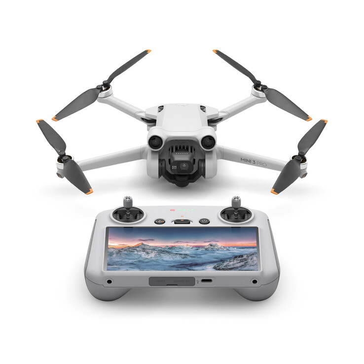 O DJI Mini 3 Pro com seu controle remoto DJI RC. (Fonte de imagem: DJI)