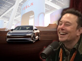 Ellon Musk foi às mídias sociais para zombar da Lucid por adotar o hardware de carregamento NACS da Tesla. (Fonte da imagem: PowerfulJRE no YouTube/Tesla/Lucid - editado)