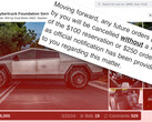 Este Tesla Cybertruck no Cars &amp; Bids está isento da política antirrevenda da Tesla, mas outros receberam proibições por tentarem vendas semelhantes. (Fonte da imagem: Cars &amp; Bids / Cybertruck Owners Club - editado)