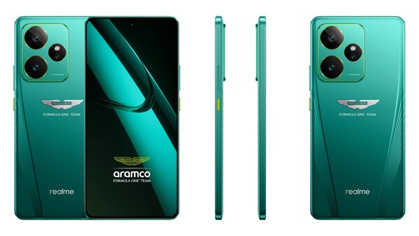 O Realme GT 7 Dream Edition tem um botão liga/desliga amarelo e detalhes em amarelo ao redor da ilha da câmera. (Fonte da imagem: Realme)
