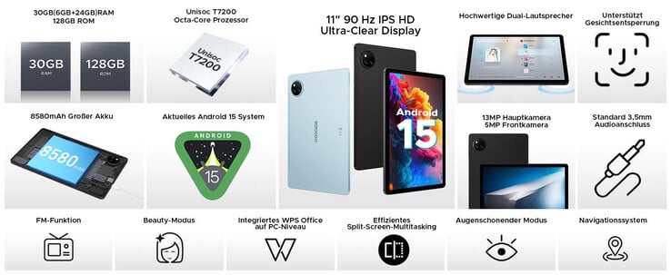 O tablet barato tem uma entrada para fone de ouvido de 3,5 mm (Fonte da imagem: Doogee)