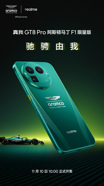O Realme GT 8 Pro Aston Martin F1 Edition (Fonte da imagem: Realme)