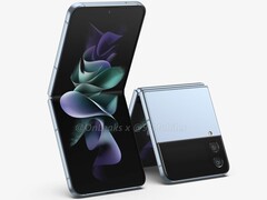Há rumores de que o Galaxy Z Flip4 estará chegando em agosto. (Fonte da imagem: 91mobiles &amp;amp; OnLeaks)