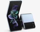 Há rumores de que o Galaxy Z Flip4 estará chegando em agosto. (Fonte da imagem: 91mobiles &amp; OnLeaks)