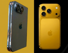 Modelo de design do iPhone Ultra que vazou (esquerda) ao lado do iPhone 17 Pro (direita) - editado.