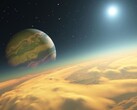 Representação do Kepler-1625b, um exoplaneta que orbita a estrela Kepler-1625 na constelação Cygnus. (Fonte da imagem: AFP - RON MILLER / LEEMAGE)