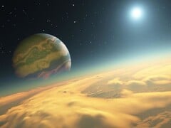 Representação do Kepler-1625b, um exoplaneta que orbita a estrela Kepler-1625 na constelação Cygnus. (Fonte da imagem: AFP - RON MILLER / LEEMAGE)