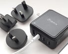 Carregador USB BMX GaNSTA 140W com adaptadores CA mundiais.
