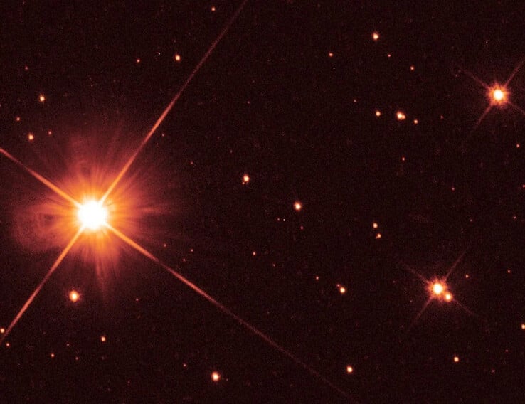 Uma imagem mostrando a anã vermelha Proxima Centauri.