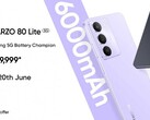 O Realme Narzo 80 Lite 5G vem nas opções de cores roxo cristal e preto ônix (Fonte da imagem: Realme)