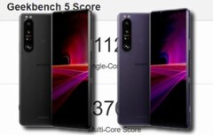 O Sony Xperia 1 III foi lançado nas cores preto fosco e roxo fosco. (Fonte da imagem: Sony/Geekbench/Reddit - editado)