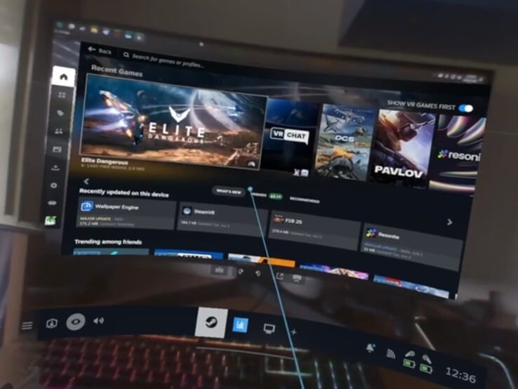 A interface do Steam Frame lembra o Steam no modo Big Picture.