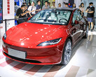O Modelo 3 Highland em um showroom em Pequim (imagem: Tesla China)