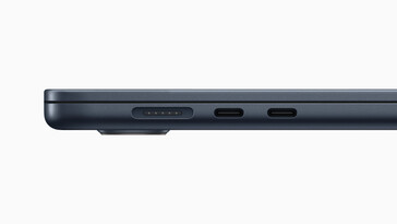 Apple MacBook Air de 15 polegadas: Esquerda - MagSafe 3, 2x Thunderbolt 3. (Fonte da imagem: Apple)