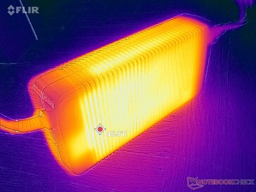 O adaptador AC pode alcançar mais de 45 C quando a carga é muito alta por longos períodos