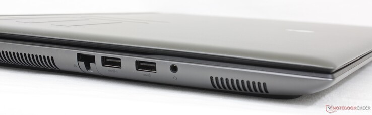 Esquerda: 2,5 Gbps RJ-45, 2x USB-A 3,2 Gen. 1, 3,5 mm fone de ouvido