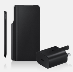 O vazamento Galaxy Z Fold3 pré-encomenda 'Note Pack'. (Imagem: @_snoopytech_/Samsung)