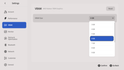 Configurações de VRAM do AyaSpace