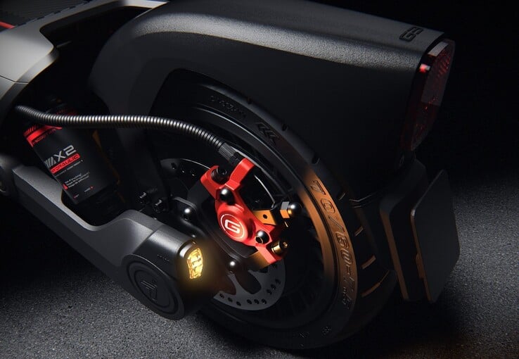 A scooter elétrica Segway Max G3 Plus possui pneus com autorrecuperação, freios a disco com controle de tração e uma luz de freio traseira.
