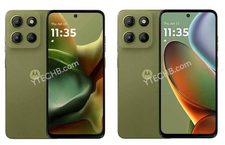 O Moto G05 e o Moto G15, da esquerda para a direita. (Fonte da imagem: Ytechb)