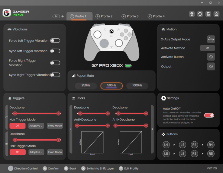 Menu principal do Gamesir Nexus 