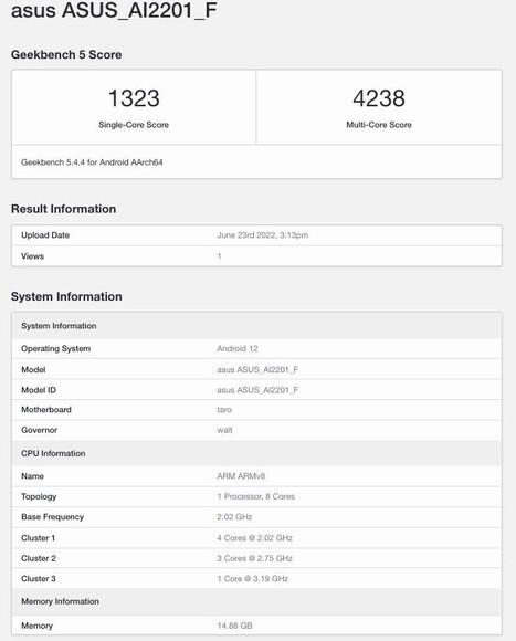 O Snapdragon 8 Plus Gen 1 no ASUS ROG Phone 6. (Fonte da imagem: Geekbench via MySmartPrice)