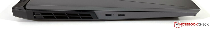 Lado esquerdo: USB-C 4 c/ Thunderbolt 4 (DisplayPort 1.4), USB-C 3.2 Gen.2 (DisplayPort 1.4)
