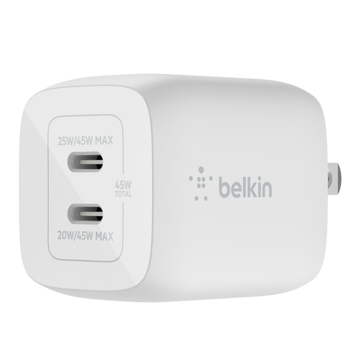 O Carregador de parede duplo USB-C GaN 45 W. (Fonte da imagem: Belkin)