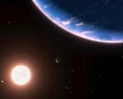 Ilustração de um artista mostrando um exoplaneta e uma estrela.