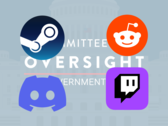 Os CEOs de 4 grandes fóruns/plataformas foram convocados para depor em 8 de outubro de 2025. (Fonte da imagem: Steam, Reddit, Discord, Twitch, Comitê de Supervisão e Reforma Governamental - Editado)