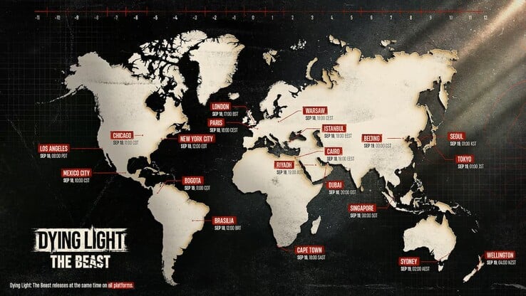 Dying Light: The Beast - horários de lançamento em todo o mundo (Fonte da imagem: Techland)