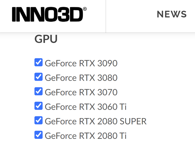 Parece que a Inno3D estará lançando versões personalizadas do RTX 3060 Ti. (Fonte da imagem: Inno3D via Videocardz)