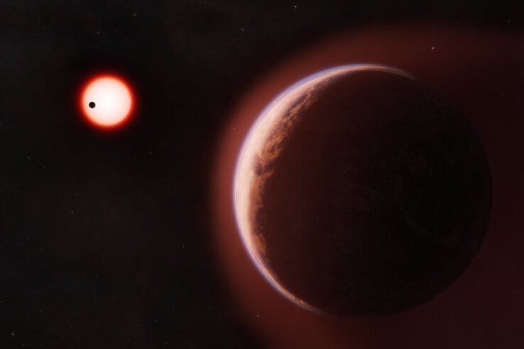 Ilustração artística mostrando o exoplaneta LHS 1140 b.
