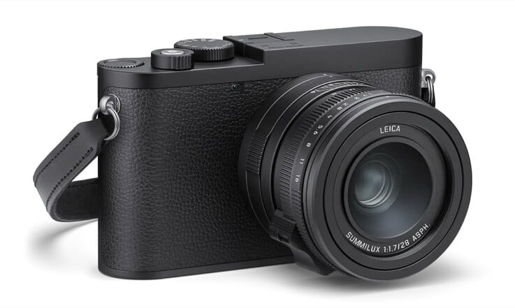 A Leica Q3 Monochrom não possui o logotipo vermelho da Leica.