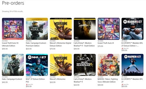 Vendas de pré-venda na PlayStation Store