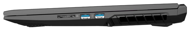 Lado direito: Leitor de cartão de memória (SD), 2x USB 3.2 Gen 1 (Tipo A)