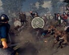 Uma imagem mostrando dois exércitos em *A Total War Saga: Thrones of Britannia*, atualmente à venda no Steam.