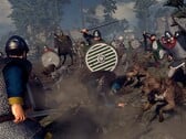 Uma imagem mostrando dois exércitos em *A Total War Saga: Thrones of Britannia*, atualmente à venda no Steam.