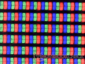 Os subpixels parecem nítidos, mas a imagem ainda é um pouco mais granulada do que no LG Gram 14