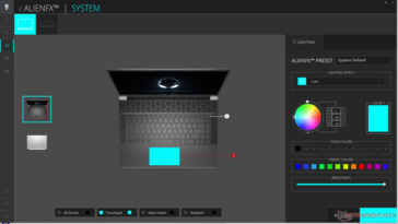 O AlienFX controla todos os recursos de iluminação RGB