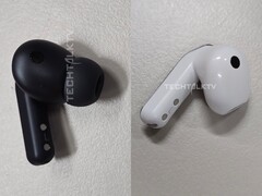 Supostas unidades fictícias do Galaxy Buds 4 Pro (esquerda) e do Galaxy Buds 4 (direita).